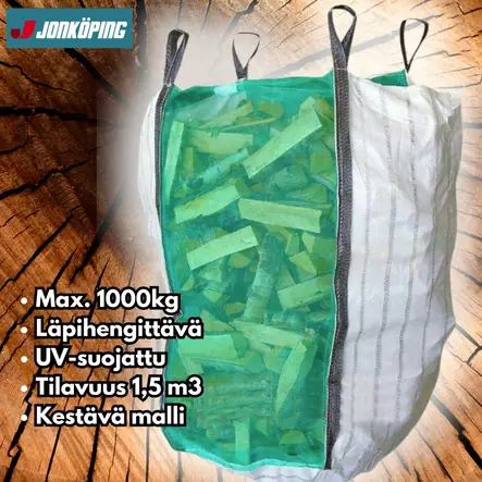 10 kpl Klapisäkki 1000kg 1,5m3 Halkojen kuljetussäkki hengittävä halkosäkki - Klapisäkit - 833233 - 2