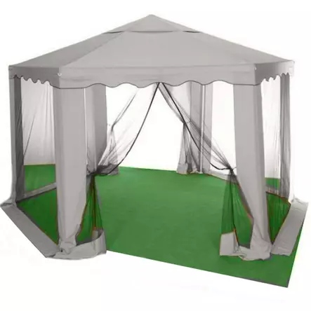 Paviljonki 6-kulmainen harmaa 2x2x2m hyönteisverhoilla - Paviljongit - 6438168065298 - 2