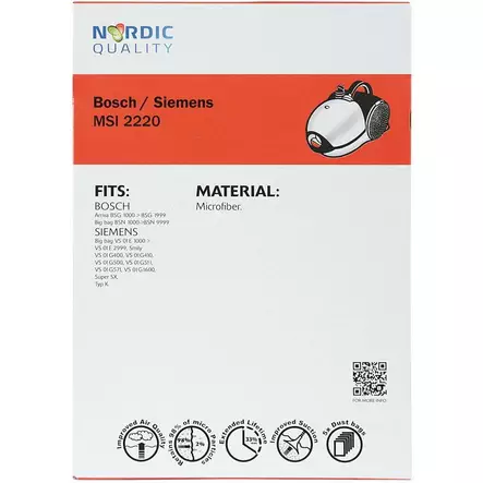Pölynimuripussit, 5 kpl MSI 2220 Nordic Quality Vacuum - Pölypussit ja suodattimet - 5706470076358 - 2